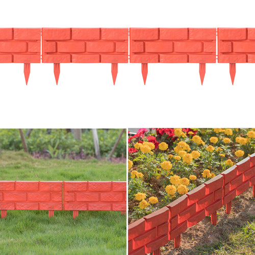Outdoor Brick Stone Gate Lawn Edging Pack of 8, Red