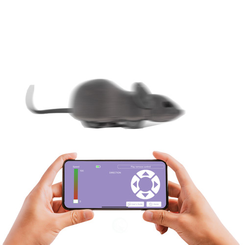 Electronic Remote Control Gray Mouse Cat Toy With App And Realistic