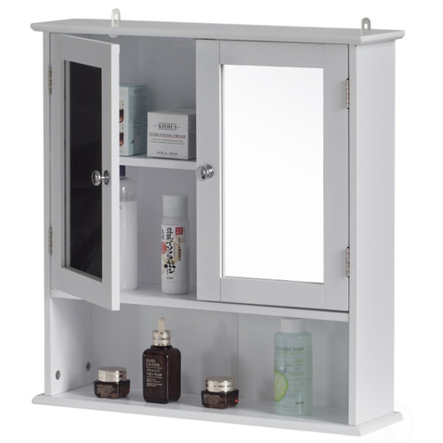 Buy Wholesale QI003745 White Wall Mounted Bathroom Storage Cabinet Organizer,  Mirrored Vanity Medicine Chest with Open Shelves