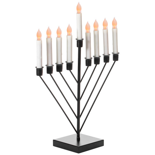 Nine Branch Electric Chabad Judaica Chanukah Menorah with LED Candle Design Candlestick