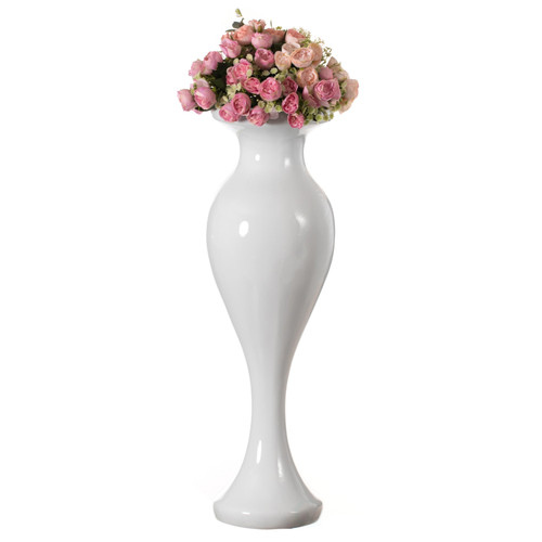 Decorative Large White Trumpet Design Modern Flower Floor Vase, for Living Room, Entryway or Dining Room, 32 Inch