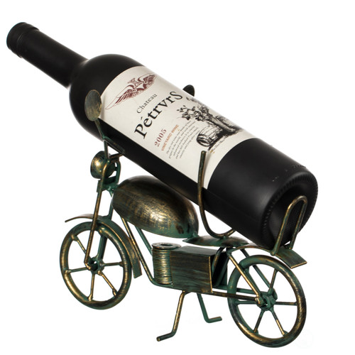 Metal Figurine Motorcycle Shaped Vintage Wine Single Bottle Holder Stand Rack