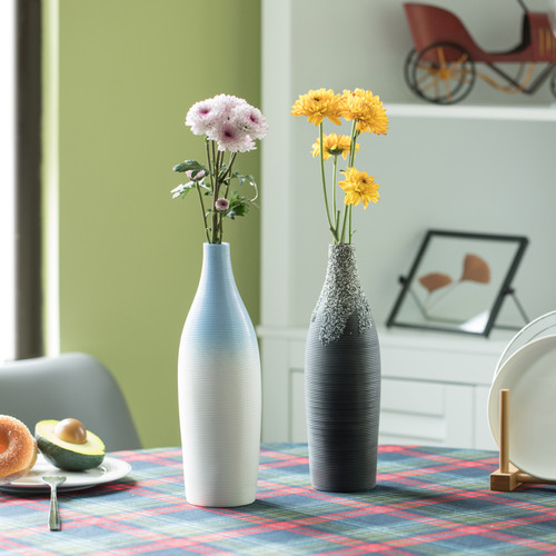 Modern Decorative Ceramic Table Vase Ripped Design Bottle Shape Flower Holder