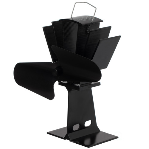 Buy Wholesale QI004551 Black Indoor Heat Powered Aluminum 2-Blade Wood Stove  Fan for Increasing Burning Fireplace