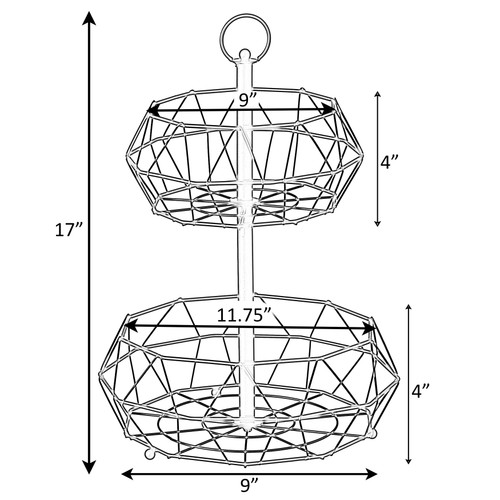Buy Wholesale QI004473 2 Tier Free Standing Countertop Fruit Basket for  Kitchen  Detachable Carbon Steel Stable Fruit Storage Organizer for  Breads, Snacks, and Vegetable, Black
