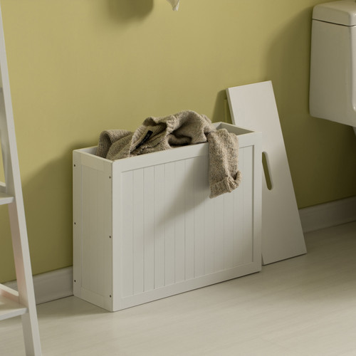Basicwise Wooden Storage Organizing Toy Box - White