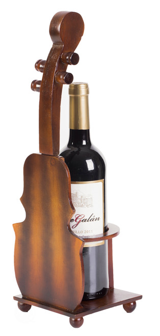 Brown Violin Cello Shaped Vintage Decorative Single Bottle Wine Holder