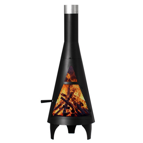 50" Black Outdoor Metal Wood Burning Chimenea Patio Heater Fire Pit for Backyard or Deck, Includes Fire Pit Poker Handle