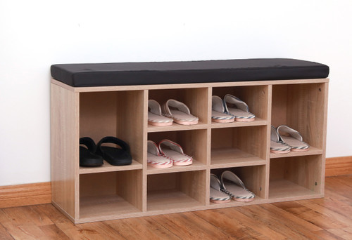 Buy Wholesale QI003280L Wooden Shoe Cubicle Storage Entryway Bench with  Soft Cushion for Seating