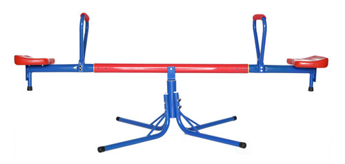 Extendable Outdoor Red and Blue Metal Rotating Seesaw