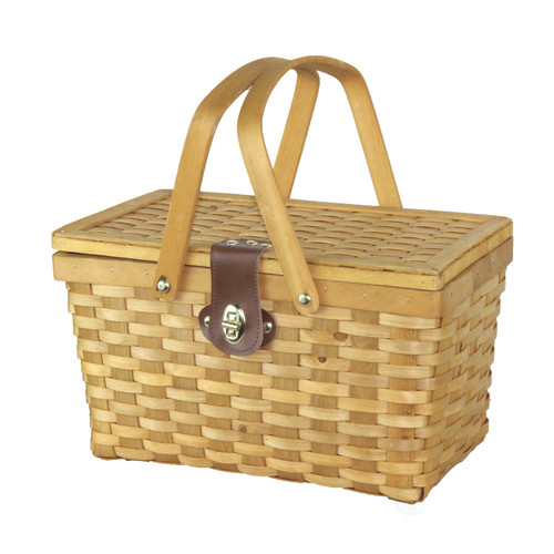 Buy Wholesale QI003624 Gingham Lined Woodchip Picnic Basket With Lid ...