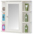 White Wall Mounted Bathroom Storage Cabinet Organizer, Mirrored Vanity Medicine Chest with Open Shelves