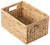 Natural Woven Water Hyacinth Wicker Rectangular Storage Bin Basket with Handles