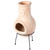 Outdoor Clay Chiminea Sun Design Charcoal Burning Fire Pit with Metal Stand