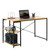 Industrial Rectangular Wood and Metal Home Office Computer Desk with 2 Side Shelves