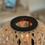 Modern Black, Natural Bamboo Candle Decorative Trellis Design Lantern with Stand
