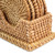 Honey Brown Set of 6 Round Natural Rattan Placemats with Rectangular Holder