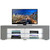 White Entertainment TV Stand with LED Lights and Glass Shelves with UV Frame