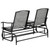 Two Person Outdoor Double Swing Glider Chair Set with Center Tempered Glass Table, Loveseat Lawn Rocker Bench