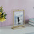 Gold Modern Metal Floating Tabletop Photo Frame with Glass Cover and Glass Cover and Free Spinning Stand