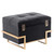 Rectangle Velvet Storage Ottoman Stool Box with Abstract Golden Legs, Decorative Sitting Bench for Living Room Home Decor with Unique Base Support