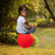 Red Outdoor Patio Playground Hanging Adjustable Ball Round Swing, Inflatable Heavy Duty Rubber Round Swing Ball, Pump Included