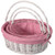 Traditional White Round Willow Gift Basket with Gingham Liner and Sturdy Foldable Handles, Food Snacks Storage Basket