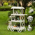 White Wood Decor Display Rack Mobile Food Cart with Wheels 3 Tier for Display, Wood Wagon with Shelves for Food and More