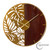 23.6” Modern Round Big Wall Clock, Decorative brown wood and gold Metal with Leaf Cutout Oversize Timepiece for Entryway Office Living Room Bedroom or Kitchen, Hanging Supplies Included, Unique Elegant Home Decor