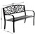 Gardenised Black Patio Garden Park Yard 50 in. Outdoor Steel Bench Powder Coated with Cast Iron Back