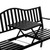 Outdoor Powder Coated Steel Park Bench, Garden Bench with Pop Up Middle Table, Lawn Decor Seating Bench for Yard, Patio, Garden, Balcony, and Deck