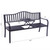 Outdoor Powder Coated Steel Park Bench, Garden Bench with Pop Up Middle Table, Lawn Decor Seating Bench for Yard, Patio, Garden, Balcony, and Deck