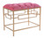 Rectangle Tufted Pink Velvet Gold Metal Stool