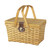 Gingham Lined Woodchip Picnic Basket With Lid and Movable Handles