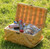 Small Woodchip Picnic Basket with Cover and Folding Handles