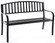 Steel Garden Park Bench Cast Iron Frame Patio Lawn Yard Decor, Black Seating Bench for Yard, Patio, Garden, Balcony, and Deck