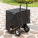 Gardenised Black Firewood Rack Outdoor Indoor, Heavy Duty Firewood Carrier Wood Fireplace Tool Rack, Rolling Storage Cart with Cover