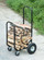 Gardenised Black Firewood Rack Outdoor Indoor, Heavy Duty Firewood Carrier Wood Fireplace Tool Rack, Rolling Storage Cart with Cover