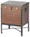 Faux Leather Trimmed Lockable Square Lined Storage Trunk, End Table on Metal Stand