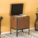 Faux Leather Trimmed Lockable Square Lined Storage Trunk, End Table on Metal Stand