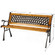 Outdoor Classical Wooden Slated Park Bench, Steel frame Seating Bench for Yard, Patio, Garden, Balcony, and Deck
