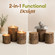 Bark Wooden Pillar Tree Stump Tea Light Rustic Candle Holder - Set of 3