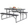 Gray Folding Picnic Table Set with Benches, Woodgrain Plastic Outdoor Dining Table with Steel Frame, Portable Foldable Picnic Bench Table for Patio, Backyard, Camping, Park, Seats 6