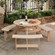 Wooden Outdoor Round Picnic Table with Bench for Patio, 6- Person with Umbrella Hole
