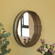 Round Rustic Wood and Galvanized Metal Framed Wine Barrel Shaped Wall Mirror