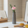 Grey Striped Decorative Round Table Centerpiece Flower Vase Display Modern Home Decor Accent Stylish Elegant Ornamental Accessory Floral Arrangement Holder Living Room Dining Room Kitchen Decoration