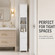 White Tall Standing Bathroom Linen Tower Storage Cabinet for Bathroom and Vanity