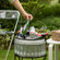 Silver Galvanized Metal Ice Bucket Beverage Cooler Tub with Stand