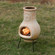 Beige Outdoor Clay Chiminea Outdoor Fireplace Sun Design Charcoal Burning Fire Pit with Sturdy Metal Stand, Barbecue, Cocktail Party, Family Gathering, Cozy Nights Fire Pit