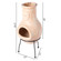 Beige Outdoor Clay Chiminea Outdoor Fireplace Sun Design Charcoal Burning Fire Pit with Sturdy Metal Stand, Barbecue, Cocktail Party, Family Gathering, Cozy Nights Fire Pit